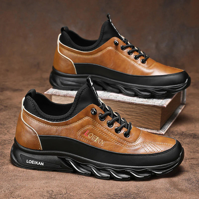 Herren Freizeit Orthopädische Wanderschuhe – Durchtrittfest, Antikollision, Rutschfest mit Fußgewölbestütze aus Leder, Outdoor Sportschuhe für jedes Gelände