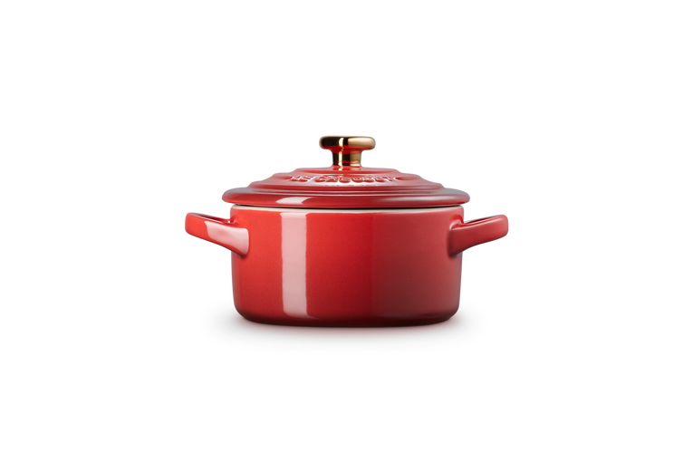 Stoneware Petite Casserole with Gold Heart Knob