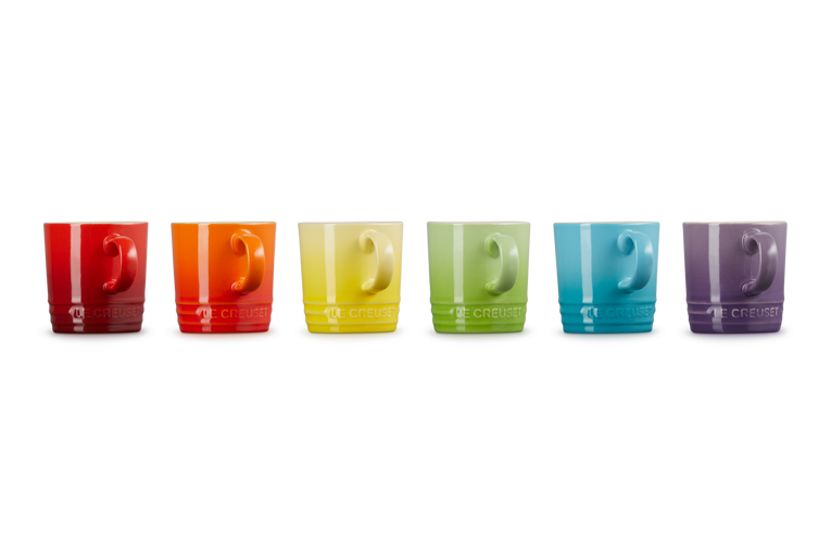 Stoneware Rainbow Set of 6 Espresso Mugs