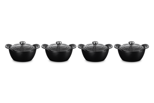 Cast Iron Gourmand Set of 4 Mini Casseroles with Lids