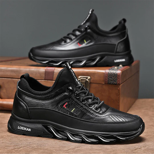 Herren Freizeit Orthopädische Wanderschuhe – Durchtrittfest, Antikollision, Rutschfest mit Fußgewölbestütze aus Leder, Outdoor Sportschuhe für jedes Gelände