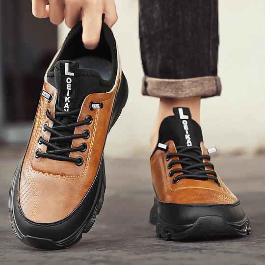 Herren Freizeit Orthopädische Wanderschuhe – Durchtrittfest, Antikollision, Rutschfest mit Fußgewölbestütze aus Leder, Outdoor Sportschuhe für jedes Gelände